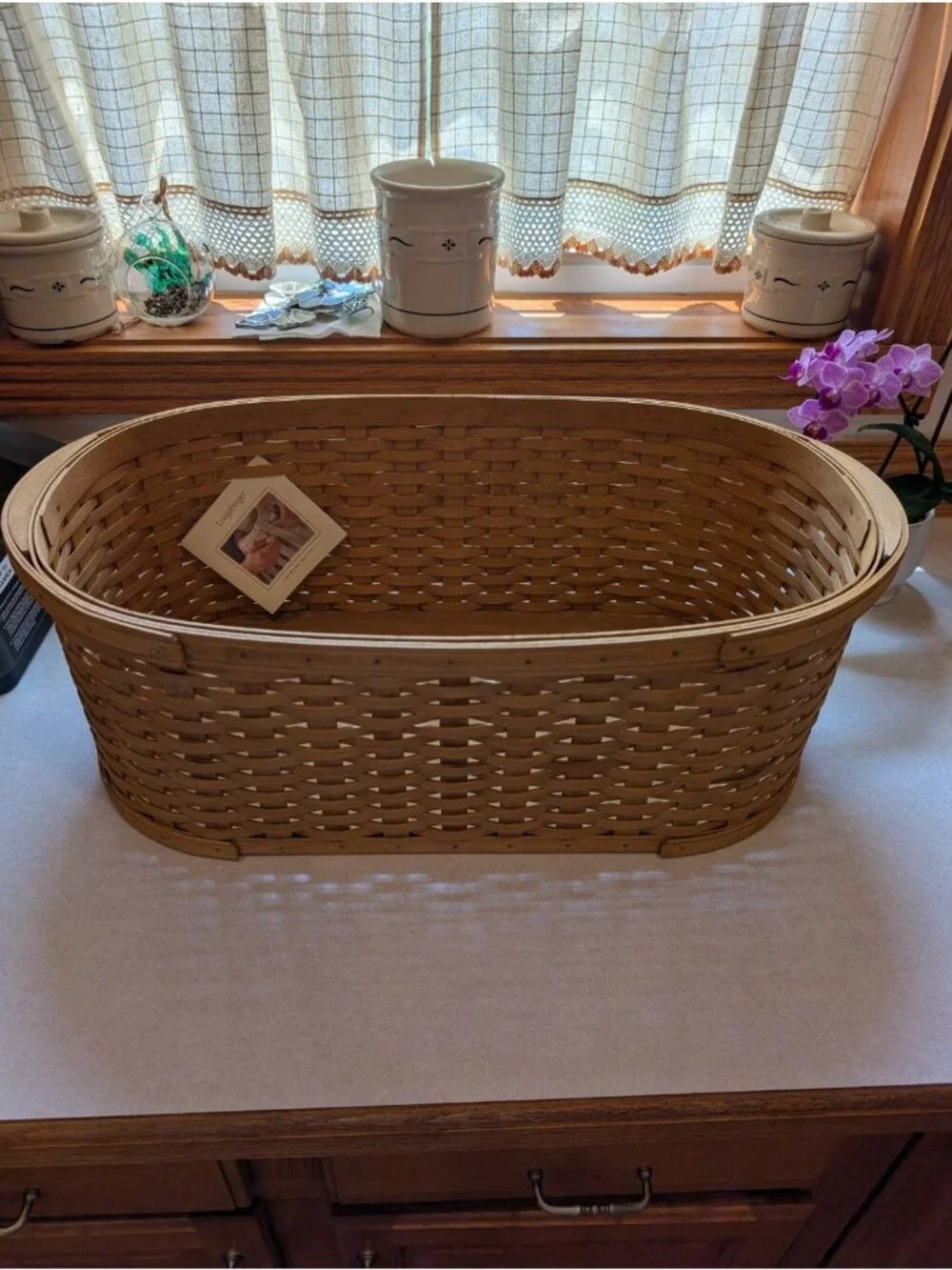 Longaberger Large Workload Basket 24”x14”x8.5” Handmade Woven Vintage 2004 USA